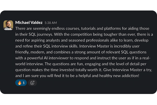 Testimonial from Michael Valdez, Data Engineer at Google